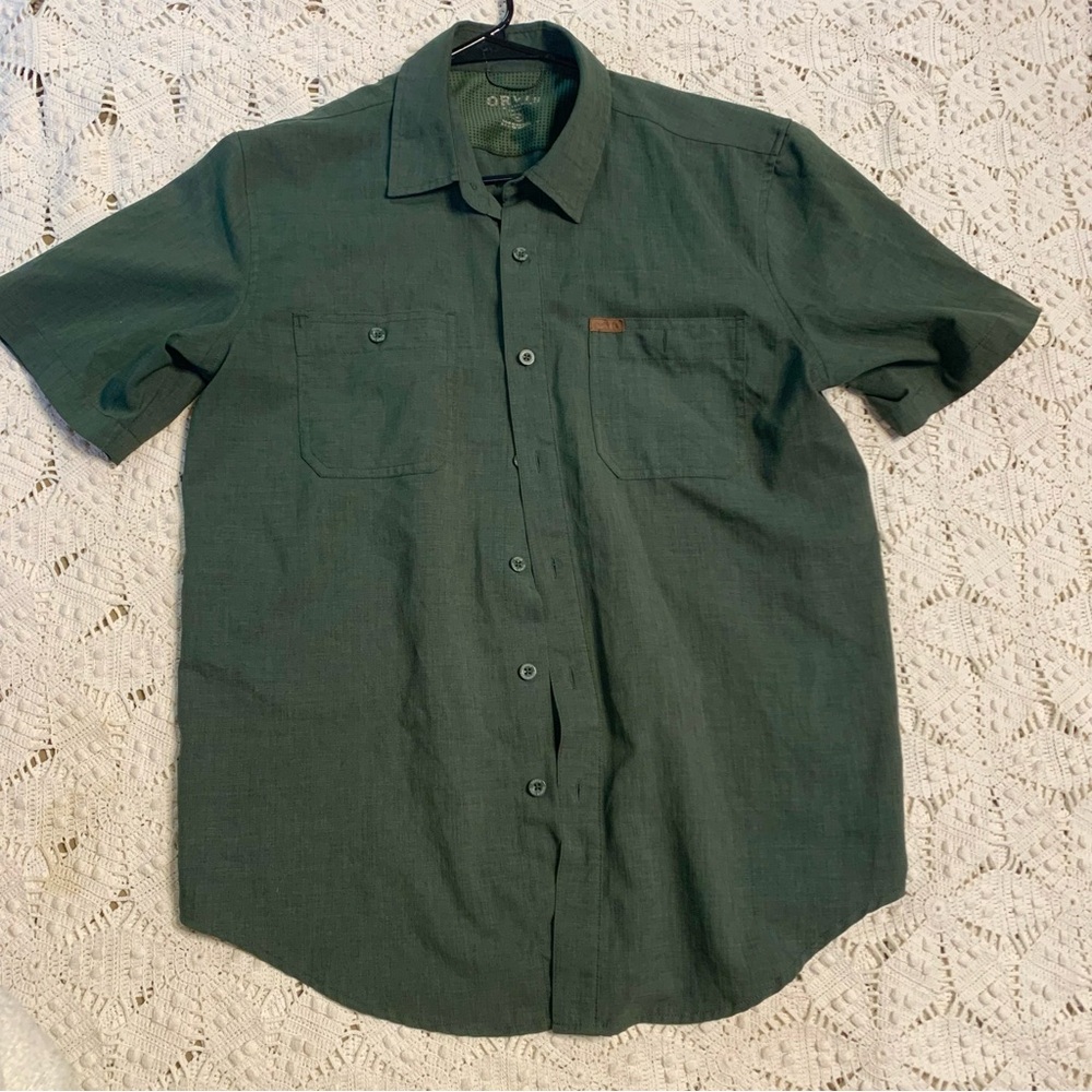 Orvis Men's Forest Green Casual Button Down Shirt Medium